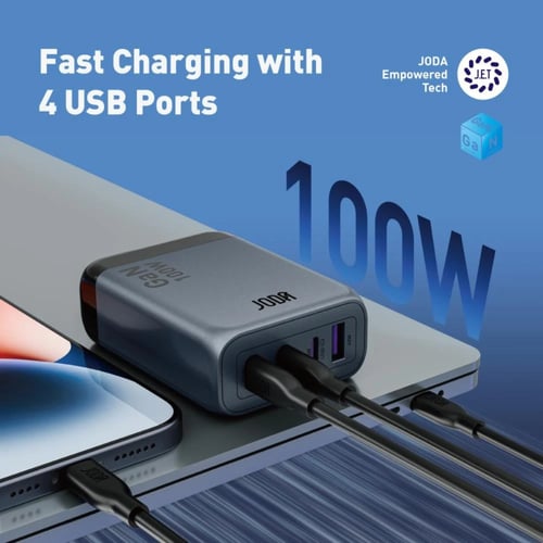 منصة شحن JODA فولتيكس بقوة 100 واط بثلاث منافذ تاي...