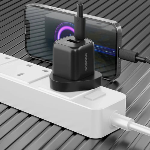 شاحن حائط بورودو ثنائي المنفذ مع كابل USB-C إلى US...