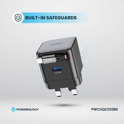 شاحن باورولوجي بقوة 35 واط بتقنية جان ومنفذين مع ك...