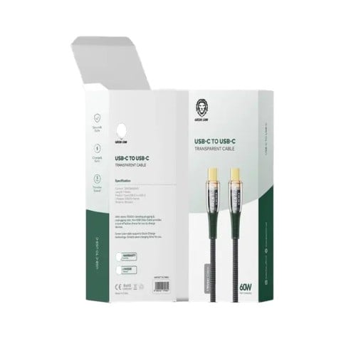 كابل قرين لايون USB-C إلى Type-C الشفاف