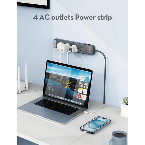 توصيلة راف باور 4 منافذ بقوة 3150 واط - رمادي