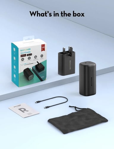 بطارية راف باور بسعة 10000 ملي امبير بقوة 30 واط ب...