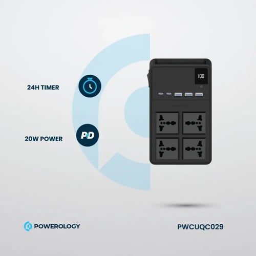توصيلة كهربائية Powerology 2500 وات مزود بـ 4 مقاب...