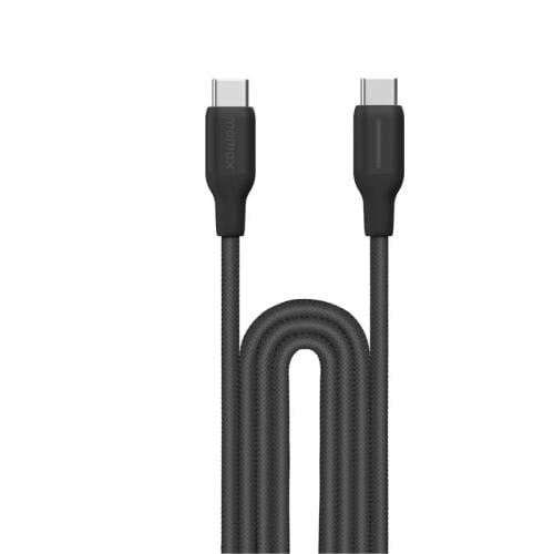 سلك شاحن موماكس Link Flow CC من USB-C إلى USB-C مضفر بطول 2 م وبقوة 100 واط - أسود