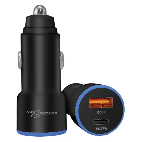 شاحن سيارة Porodo Blue Graz 45W Dual USB مع ضوء مؤ...