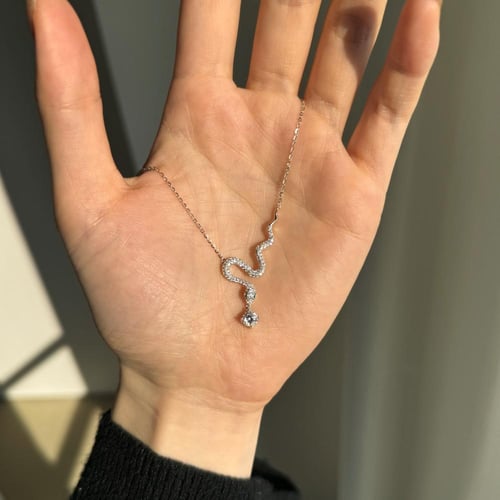 سلسال افعى مع حجر الماسونيت متدلي من الفضة 925 وال...