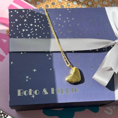 بكج هدايا سلسال قلب قفل مع تغليف هديه مجاني