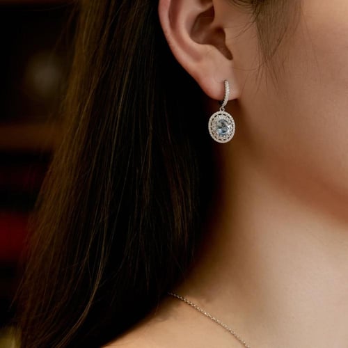 حلق Aqua من الفضة الخالصة بحجر سماوي