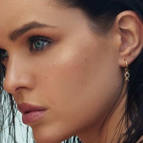 حلق Baby Fish مطلي بالذهب بتعليقة قابله للإزالة