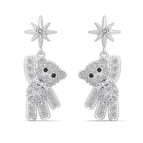 حلق بتعليقة دبدوب من الفضة الخالصة والكوبك زيركون