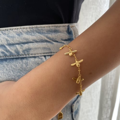 سوار النحلات الخمسة مطلي بالذهب