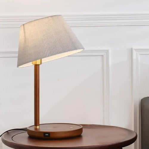 QTS-MWDS530 اباجورة خشبية كلاسيكية (USB charging)