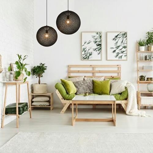 PENDANT LIGHT-A930 علاقي فابرك بول أسود