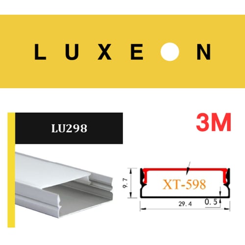 بروفايل المنيوم LU298- طول 3 متر - ظاهر - مجرى شري...