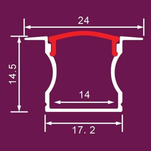 بروفايل المنيوم XT-263 - دفن - مجرى شريط الليد