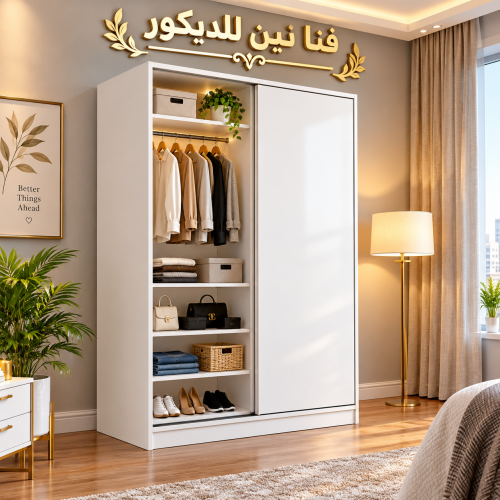 Sliding door wardrobe, MDF wood, 120×60×200 cm - white