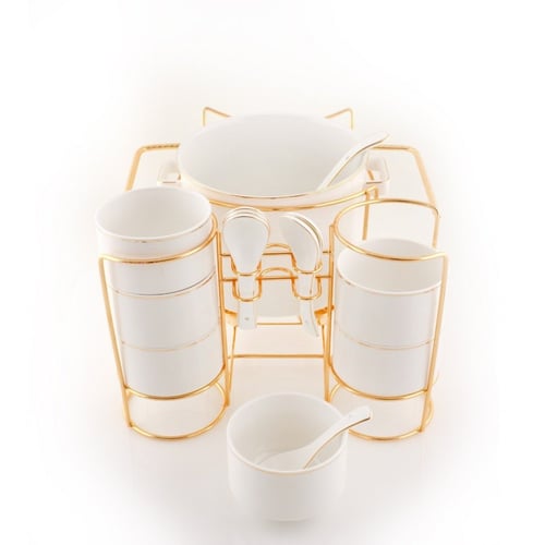 طقم شوربة ذهبي 15 قطعة