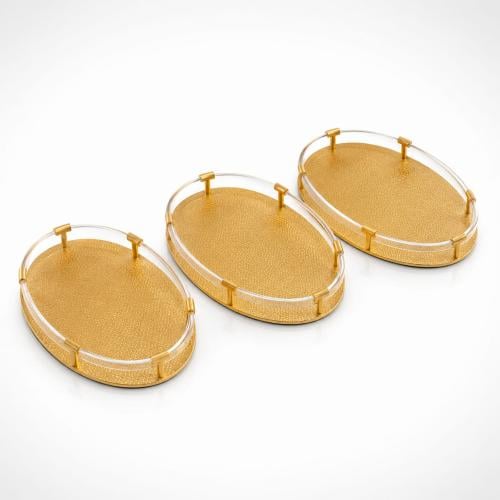 Modern serving tray set with graduated sizes (3 pieces)