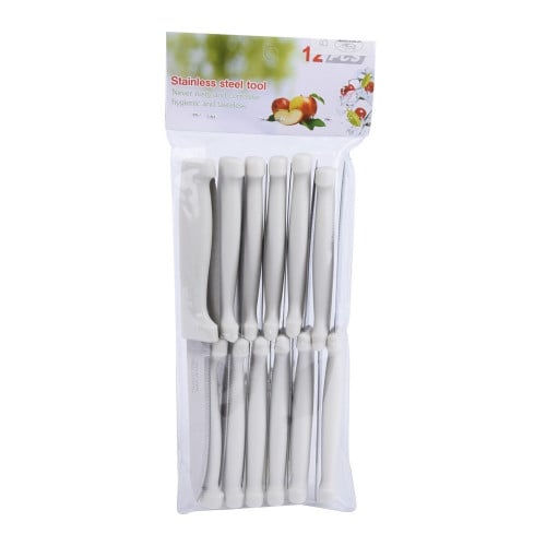 طقم سكين فاكهة يد بلاستيك ابيض