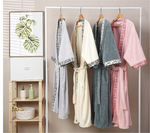 روب حمام بحافة مزخرفة كبار قطعة واحدة لارج كريمي