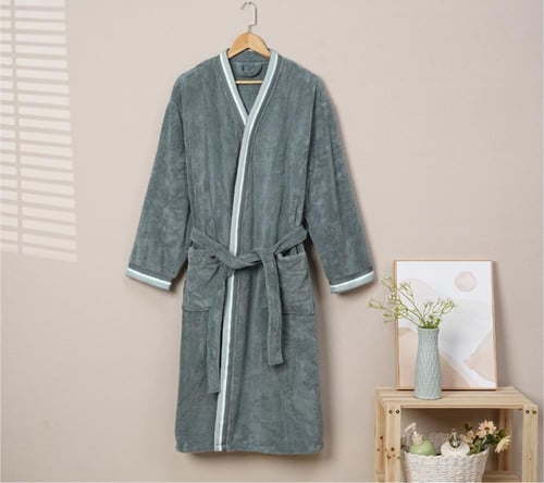 روب حمام بحافة شريطية كبار قطعة واحدة اكس لارج اخض...