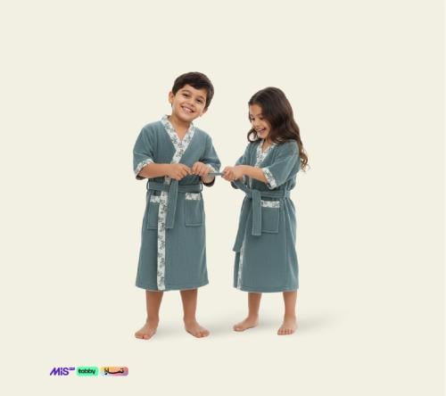 روب حمام اطفال قطعة واحدة 4-5 سنوات اخضر فاتح