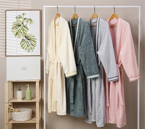 روب حمام بحافة شريطية كبار قطعة واحدة اكس لارج روز