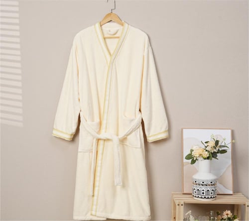 روب حمام بحافة شريطية كبار قطعة واحدة اكس لارج كري...