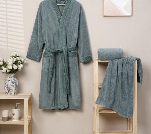 طقم روب فردي كبار سادة لارج 3 قطع اخضر فاتح