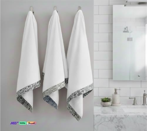 منشفة هوفن بحافة مزخرفة 90*180 رصاصي