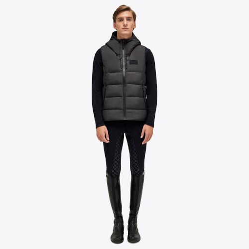 Geo Cut Nylon Hooded Puffer Vest