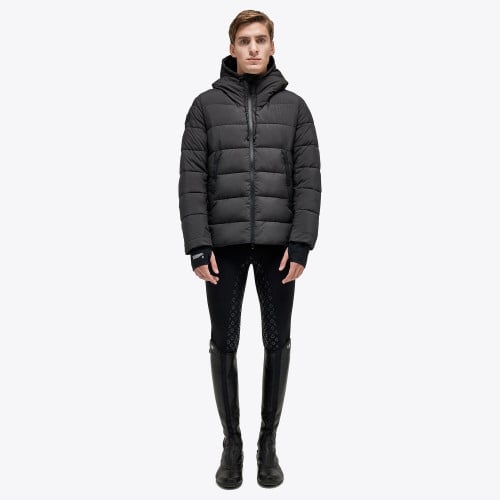 Geo Cut Nylon Hooded Puffer Jacket