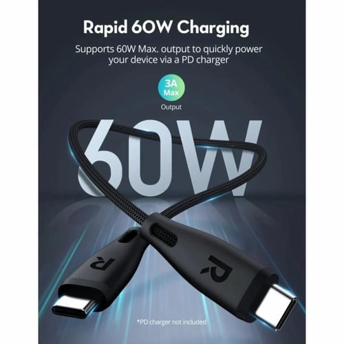 راف باور - كيبل شحن نايلون من USB-A سي إلى لايتنين...