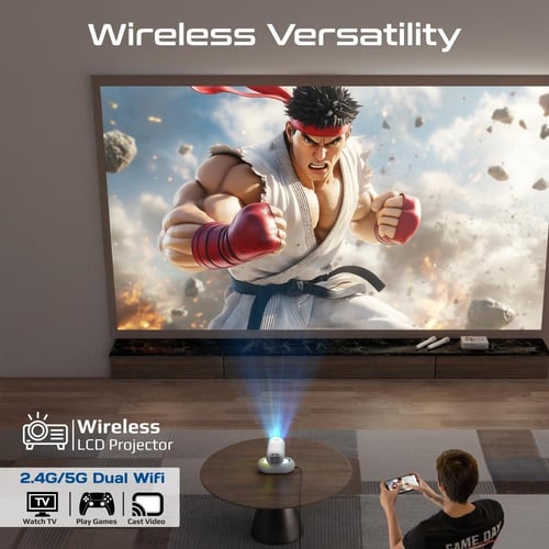 بروميت - بروجكتر LCD لاسلكي جاهز لدقة 4K مع نظام أ...