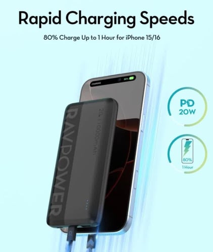 راف باور - بطارية بقوة 20 واط بسعة 10000 ملي امبير...