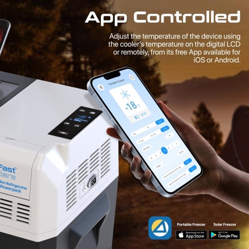 بروميت - ثلاجة صغيرة متنقلة بسعة 40 لتر مزودة ببطا...