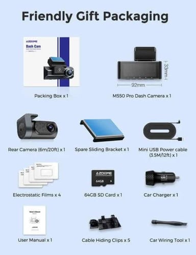 ازدوم - داش كام AZDOME M550 Pro كاميرا أمامية 4K خ...