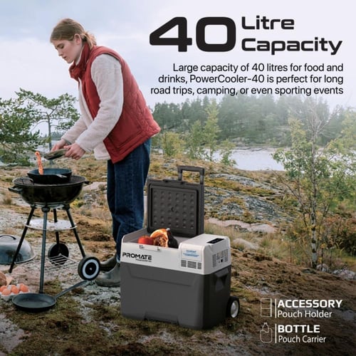 بروميت - ثلاجة صغيرة متنقلة بسعة 40 لتر مزودة ببطا...