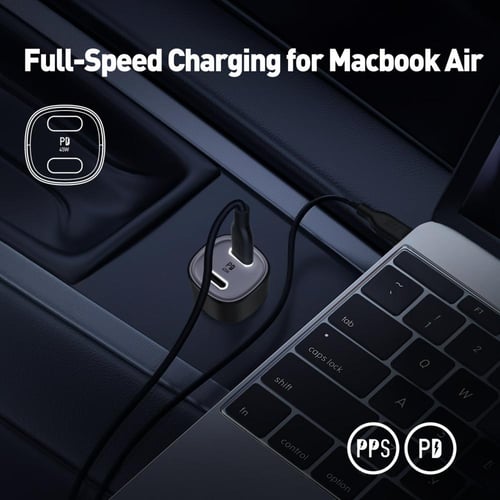 جودا - شاحن سيارة TUBE 45 PD بقوة 45W بمنفذين USB-...