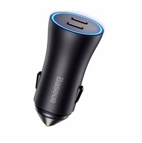 بيسوس - شاحن سيارة بمنفذين تايب سي بقوة 40 واط - ا...