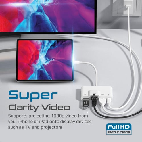 بروميت - موزع وسائط متعددة 4 في 1 يتضمن موصل لايتي...