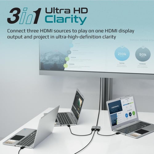 بروميت - محول HDMI® الأقوى 3 في 1 عالي الدقة بدقة...