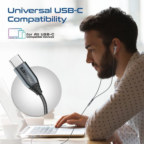 بروميت - سماعات سلكية بمنفذ USB-C – مزودة بميكروفو...