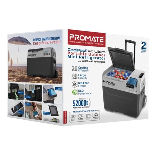 بروميت - ثلاجة صغيرة متنقلة بسعة 40 لتر مزودة ببطا...