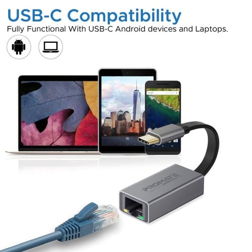 بروميت - محول USB-C عالي السرعة إلى RJ45 Gigabit ا...