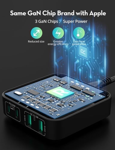 راف باور - منصة شحن بقوة 100 واط بمنفذين تايب سي و...