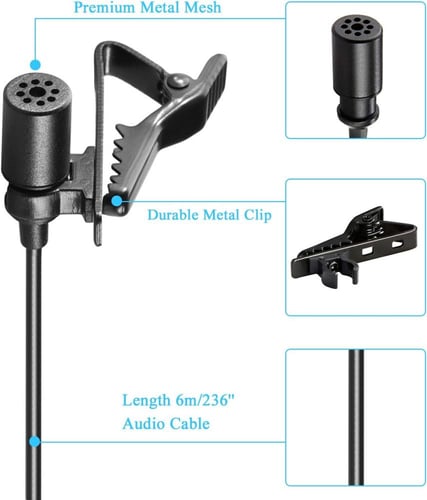 ميكروفون لافيلير قابل للتعليق من بويا للهواتف الذك...