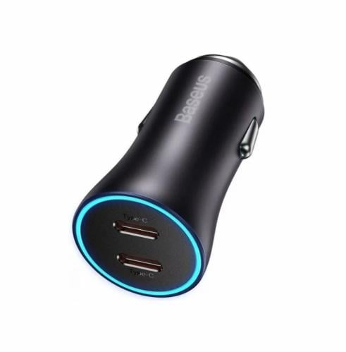 بيسوس - شاحن سيارة بمنفذين تايب سي بقوة 40 واط - ا...