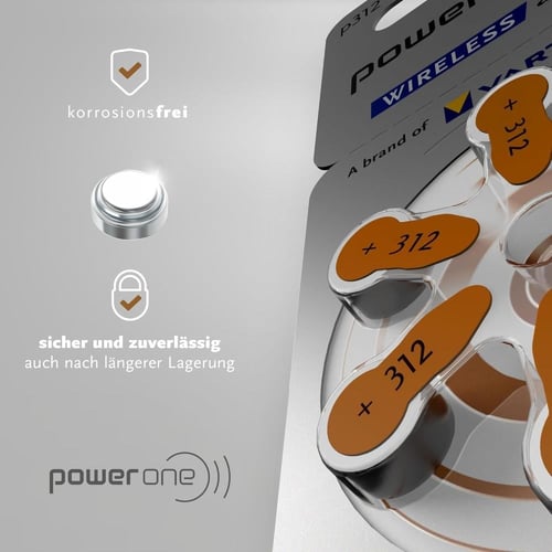 علبة بطارية سماعة الاذن باور وان الماني power one...