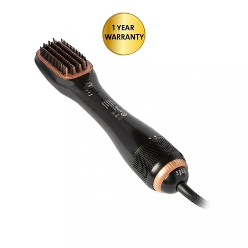 فرشاة مصفف ومجفف الشعر 2 في 1 اسود